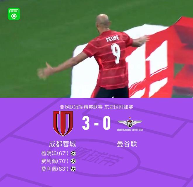 成都3-0勝曼谷聯(lián)進(jìn)亞冠正賽，費(fèi)利佩雙球，羅慕洛兩助攻