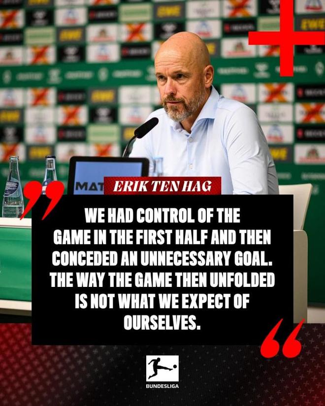 控場滕哈赫：上半場優(yōu)勢明顯，失球遺憾。