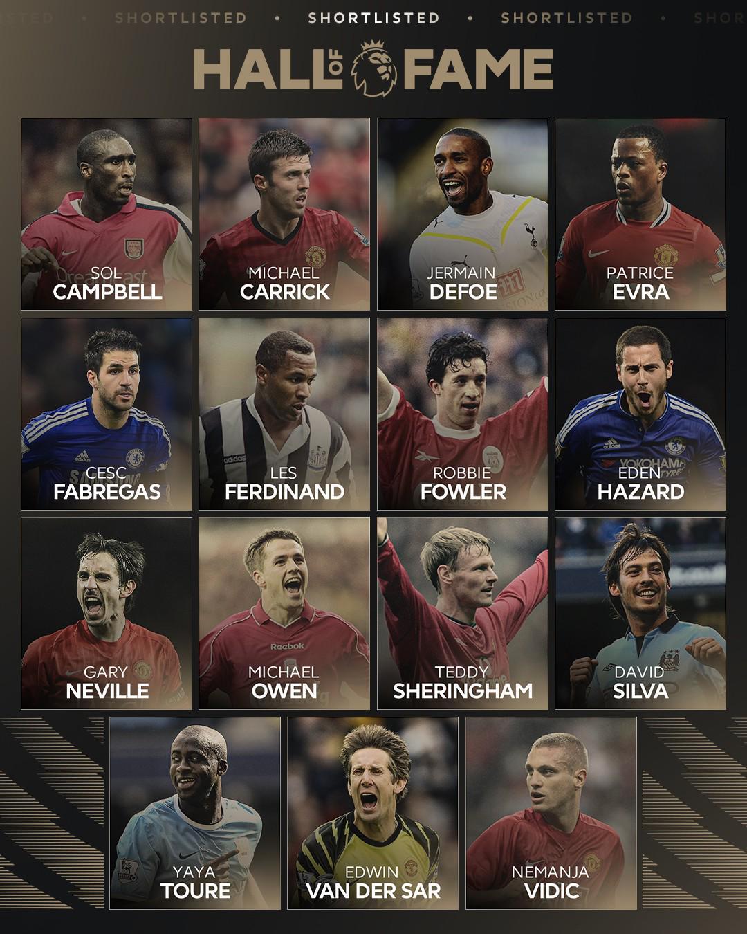 2025英超名人堂候選15人：阿扎爾、歐文、小法等